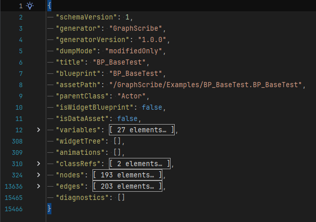A real JSON export open in an editor