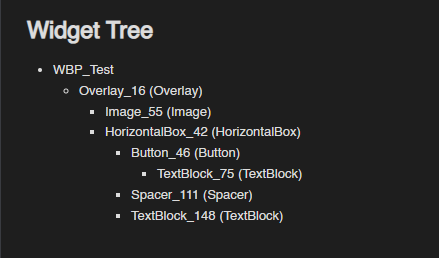 The Widget Tree section of a Widget Blueprint export