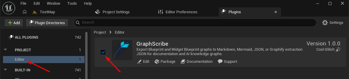 GraphScribe enabled in the Edit → Plugins window